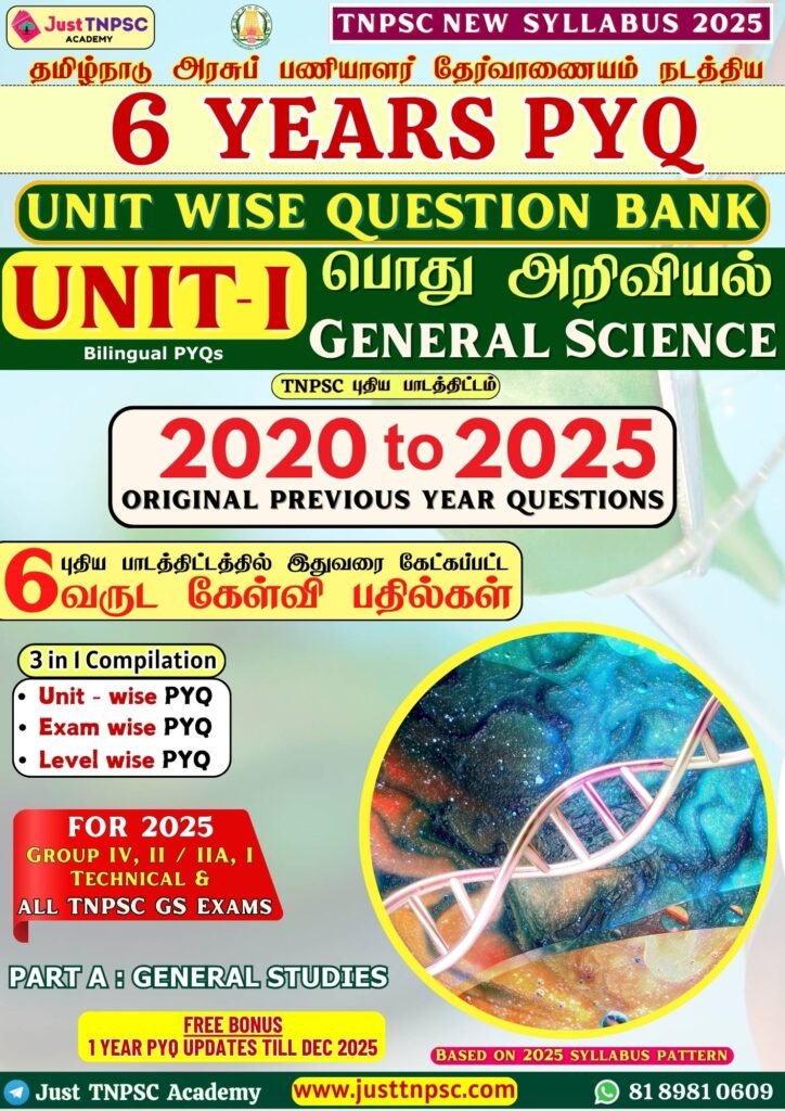 TNPSC Science Subject wise 2020 to 2025 Previous Ywars Question Answers analysis topic wise questions
