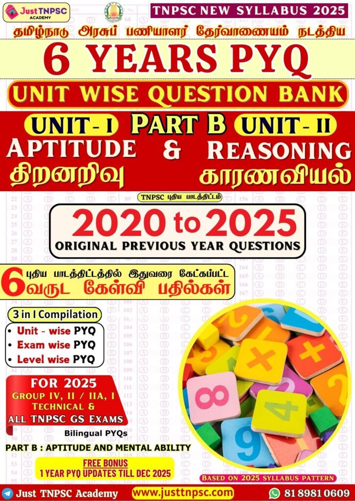 TNPSC Maths Aptitude and Mental Ability Reasoning Subject wise 2020 to 2025 Previous Ywars Question Answers analysis topic wise questions