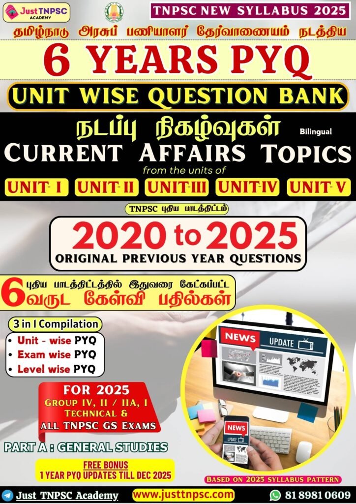 TNPSC Current Affairs Current Events Subject wise 2020 to 2025 Previous Ywars Question Answers analysis topic wise questions